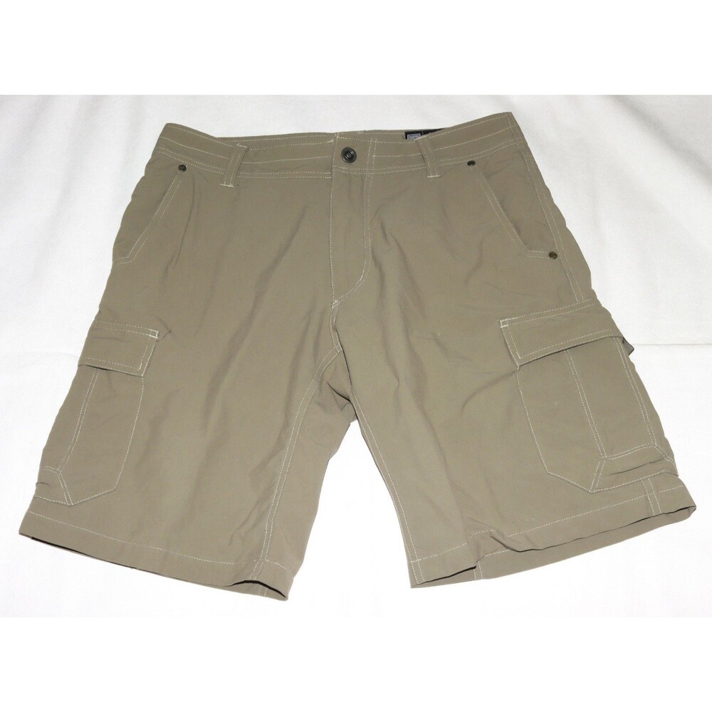 Kuhl Men's Cargo Outdoor Hiking Flat Front Embroidered Logo Green Shorts Size 32